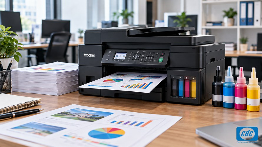 Máy in phun màu Brother với hệ thống bình mực Ink Tank trong văn phòng