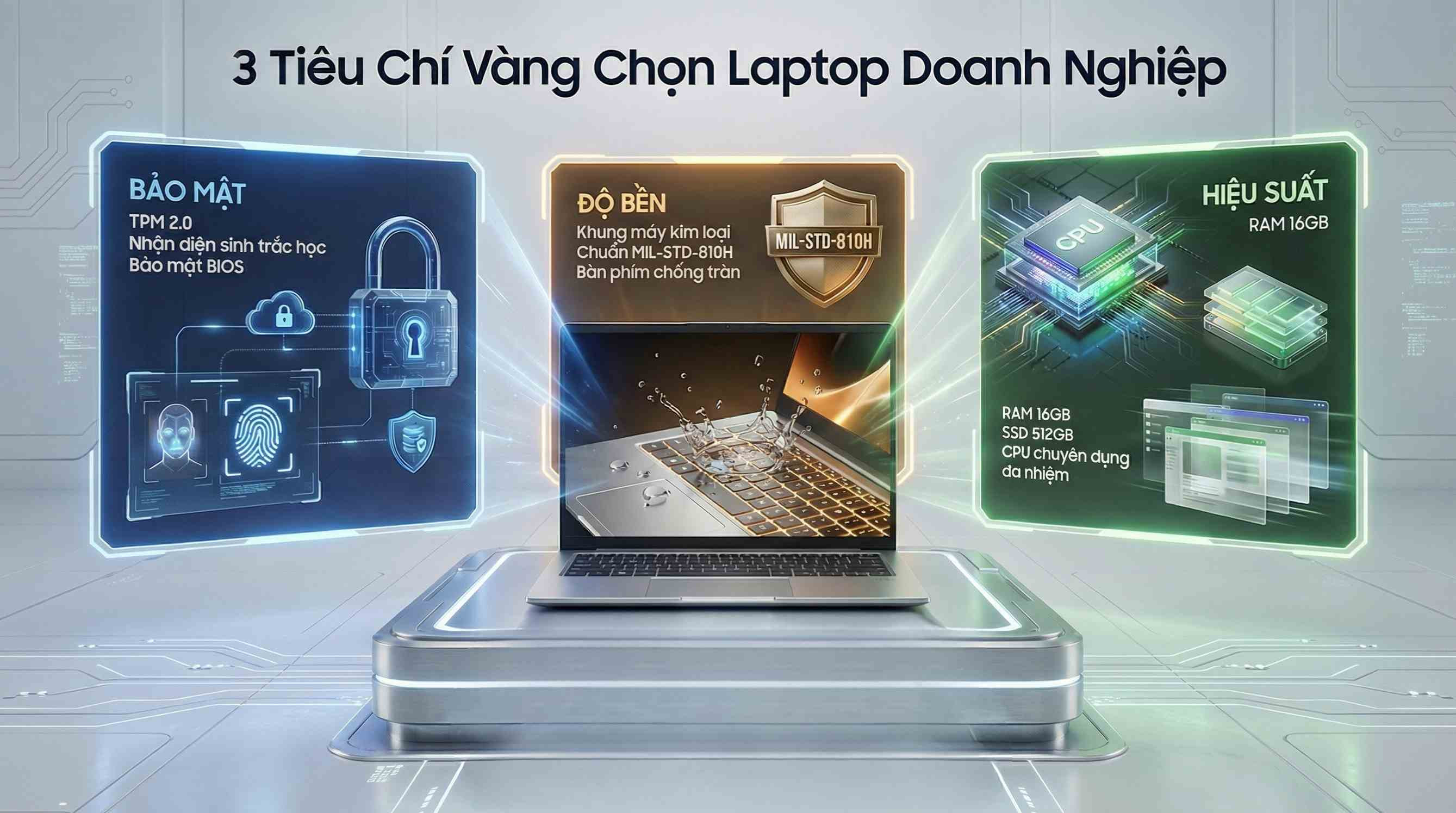 Ba tiêu chí cốt lõi khi chọn laptop doanh nghiệp