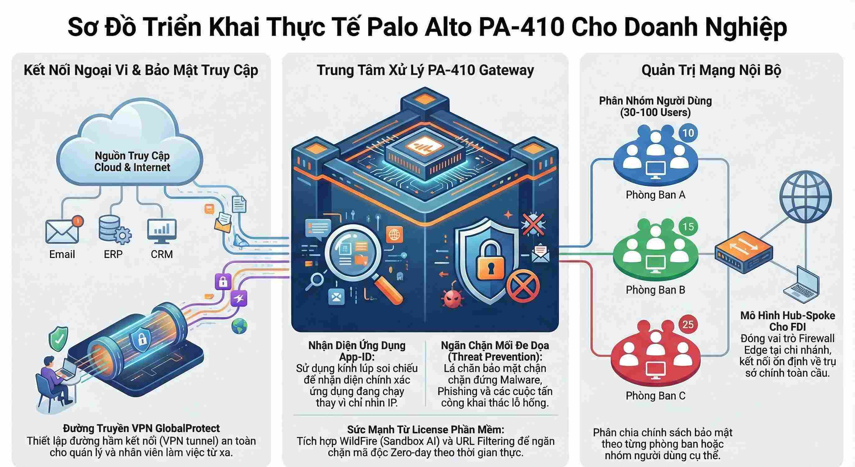 Mô hình 1: Văn phòng doanh nghiệp dưới 100 người dùng