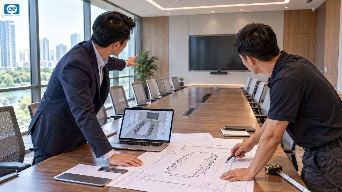 Khảo sát phòng họp trước khi lắp đặt hệ thống hội nghị (3)