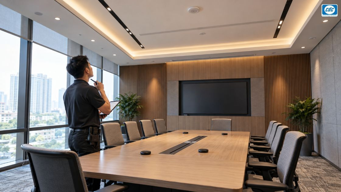 Khảo sát phòng họp trước khi lắp đặt hệ thống hội nghị (4)