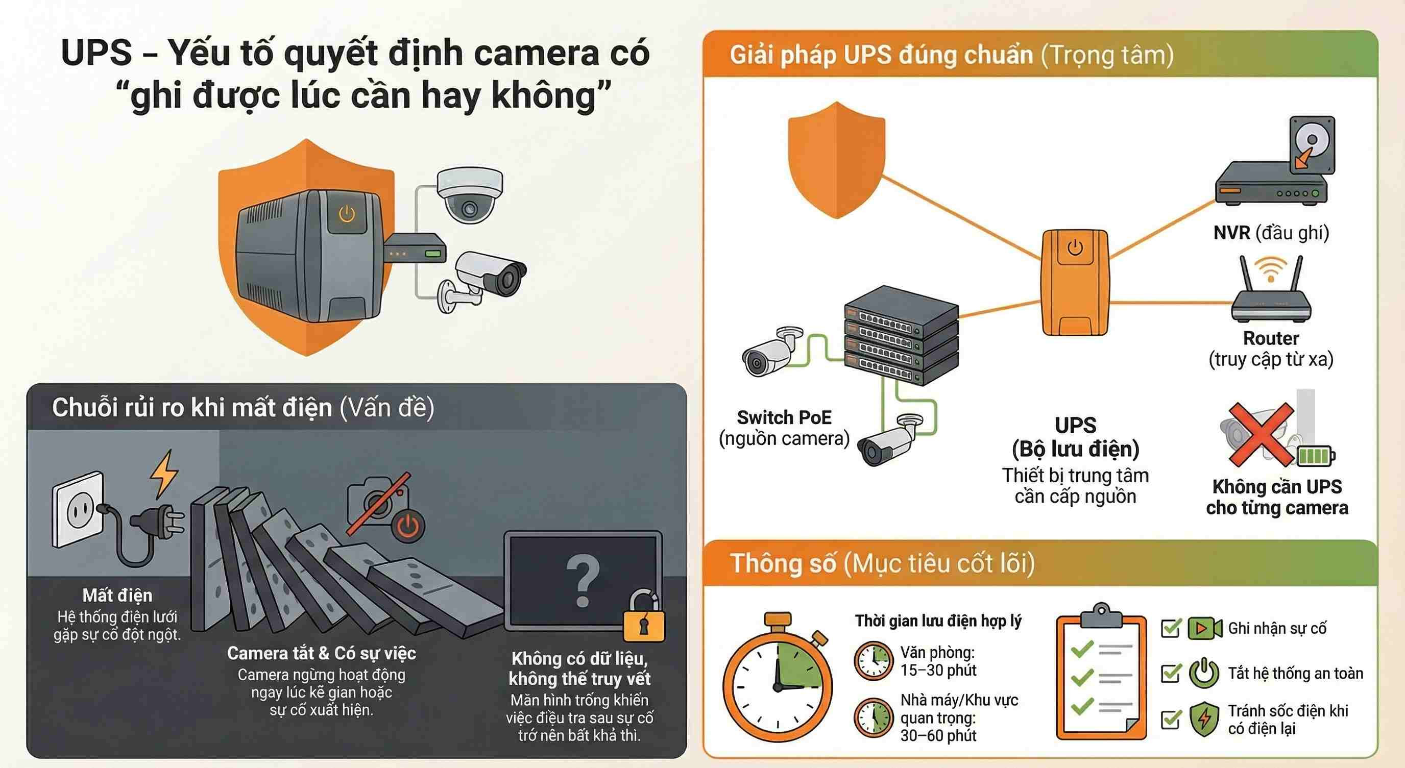 UPS – yếu tố quyết định camera có “ghi được lúc cần hay không”