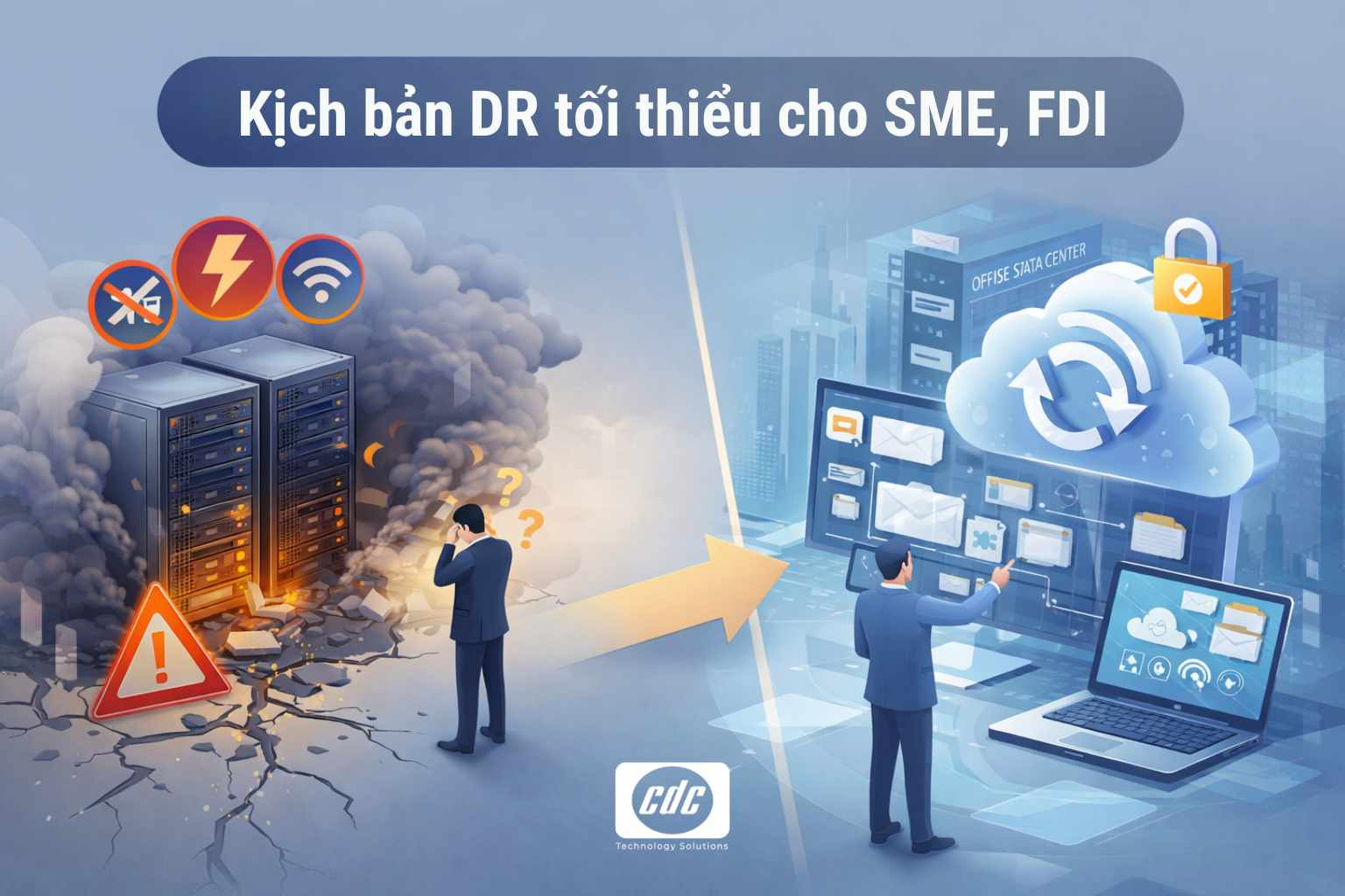 Mất điện, mất mạng, hỏng server thì làm sao chạy tiếp? Kịch bản DR tối thiểu cho SME/FDI