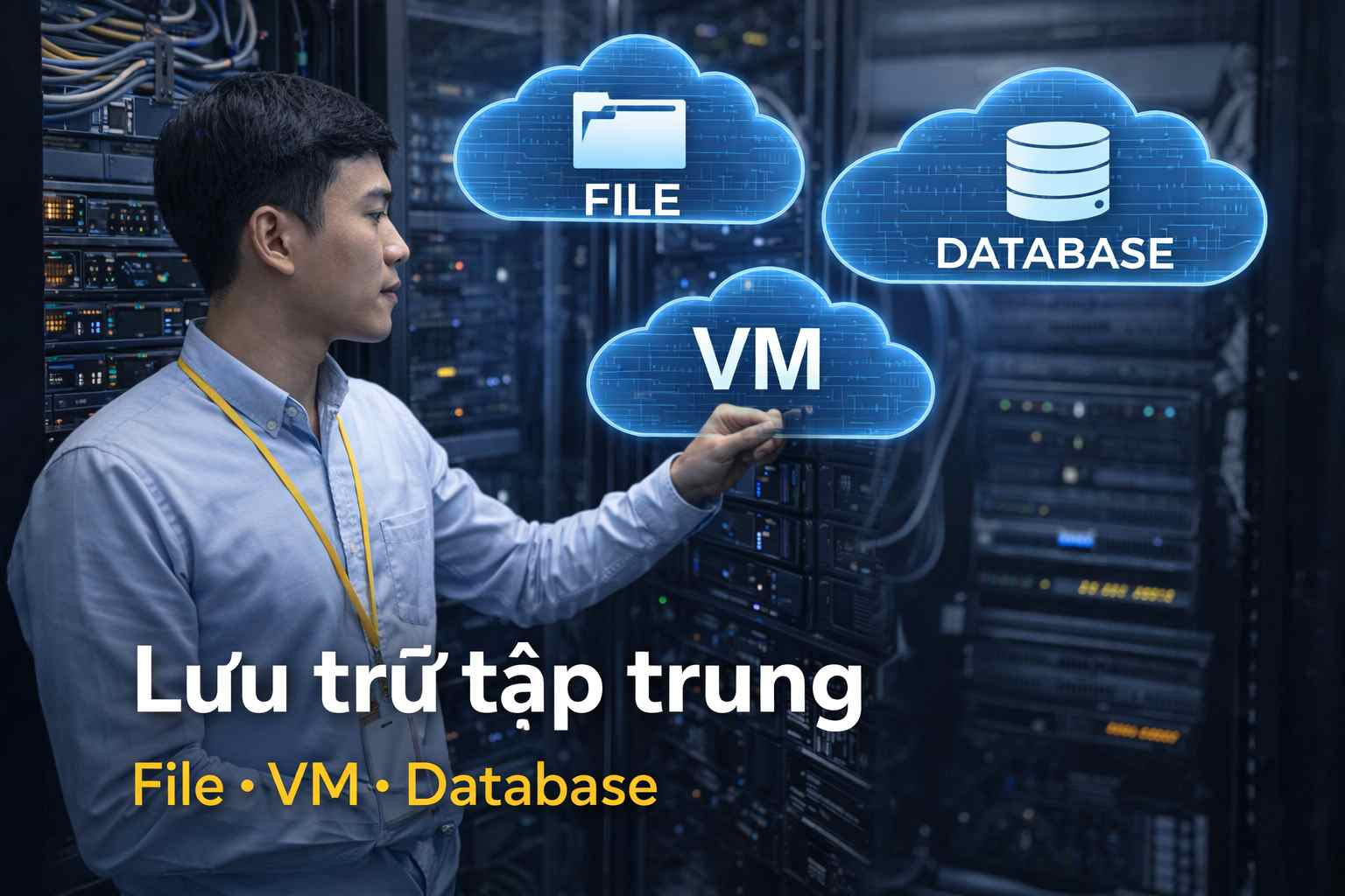 Lưu trữ tập trung cho file/VM/database khác nhau thế nào?
