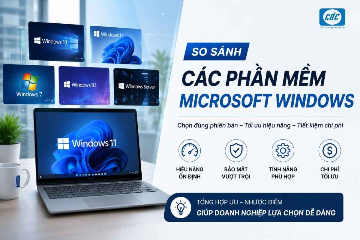 So sánh các phần mềm Microsoft Windows cho doanh nghiệp