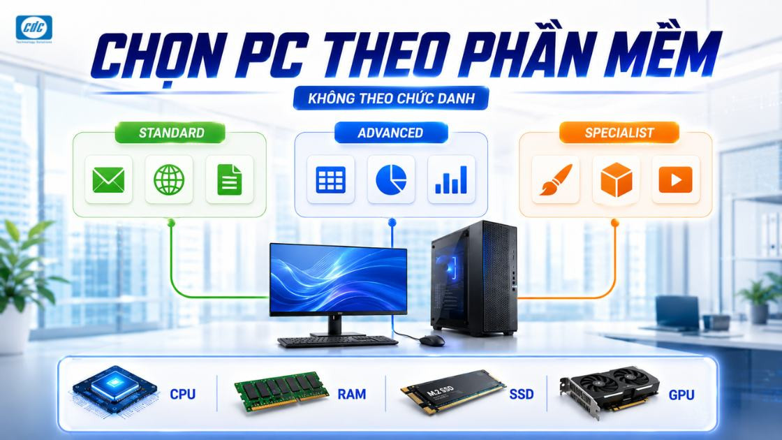 Chọn PC doanh nghiệp theo phần mềm sử dụng thay vì chức danh