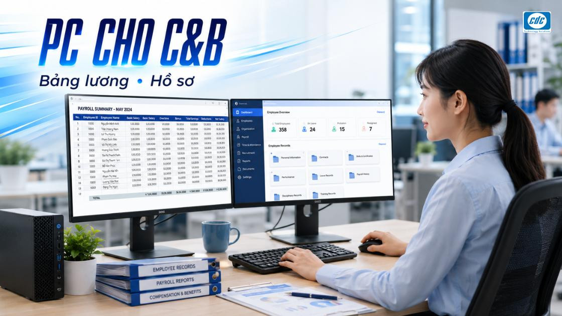 PC cho nhân sự C&B: Cấu hình xử lý bảng lương, hồ sơ