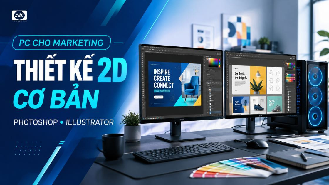 PC thiết kế 2D cơ bản: Review cấu hình cho Design Marketing