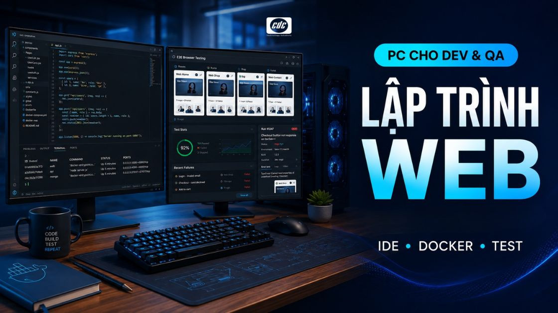 Chọn PC cho vị trí lập trình web và kiểm thử phần mềm