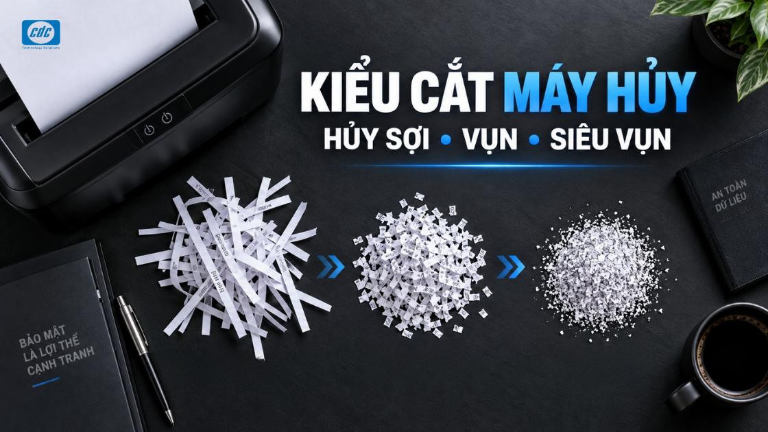 Kiểu cắt máy hủy tài liệu: Hủy sợi, hủy vụn và siêu vụn khác nhau thế nào?