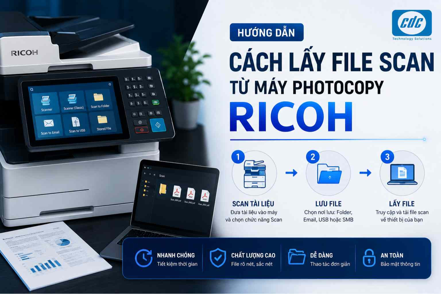 Cách cài đặt và lấy file scan từ máy photocopy Ricoh qua mạng LAN văn phòng