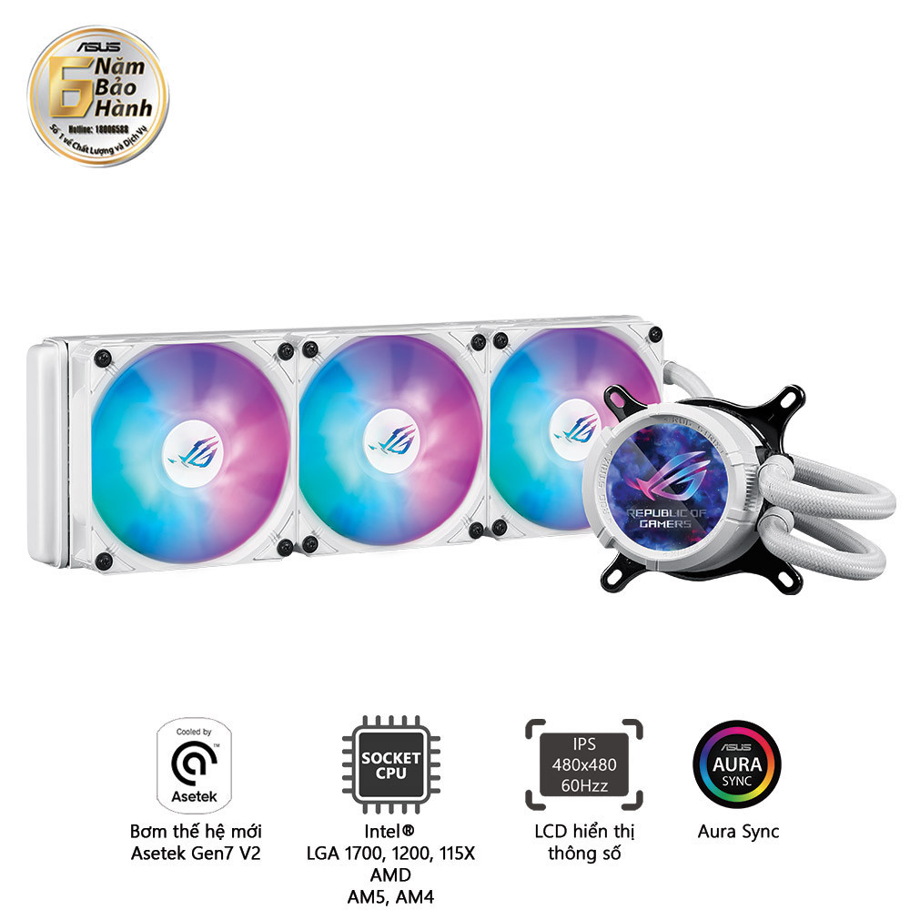 Tản nhiệt nước ASUS ROG STRIX LC III 360 ARGB LCD WHITE