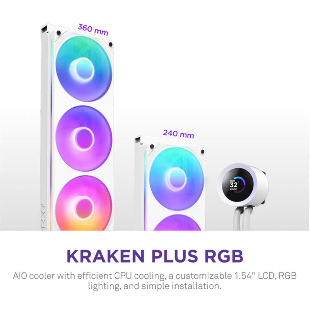 Bộ tản nhiệt nước  NZXT KRAKEN PLUS 240 RGB V2 WHITE - 240MM ( RL-KR240-W2 )