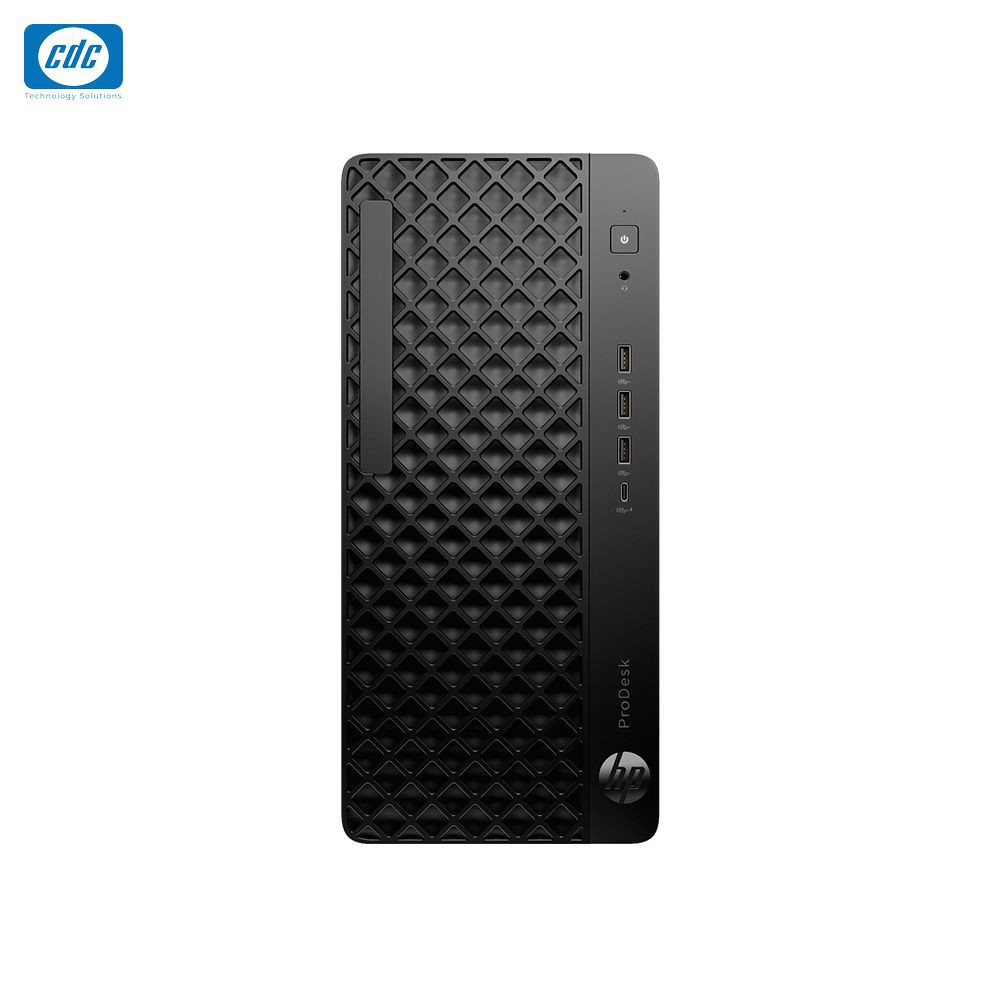 Mặt trước HP Prodesk 4 G1i Tower C3UA7PT với thiết kế lưới thông thoáng và các cổng kết nối.