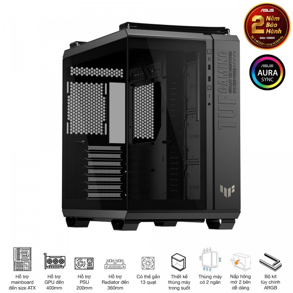 Vỏ case máy tính ASUS TUF Gaming GT502 Horizon màu đen