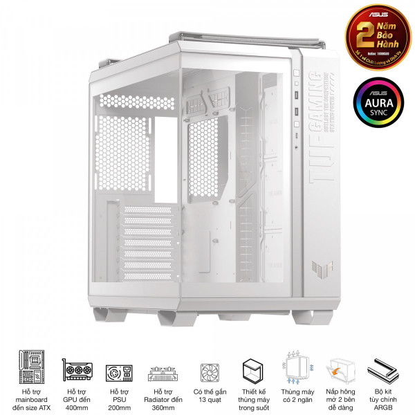Vỏ case máy tính ASUS TUF Gaming GT502 Horizon màu trắng