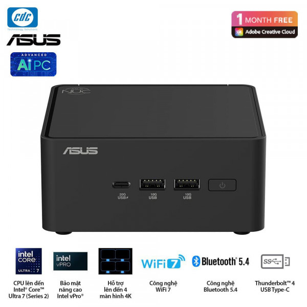 PC Mini  Asus NUC 15 LITE NUC15CRL BNUC15CRLIP00000 (U300 /2xDDR5-5200/1xNVMe/ 2x HDMI 2.1/1x Type-C / VESA MOUNT)
