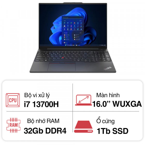 Laptop Lenovo ThinkPad E16 GEN 1 21JN00FQVN(I7 13700H/32GB/1TB/16 inch WUXGA/ Win11)