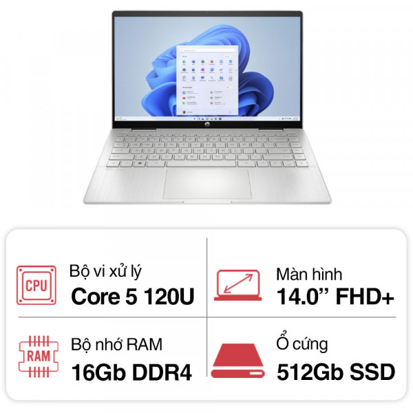 Laptop HP Pavilion x360 14-ek2017TU 9Z2V5PA (Core 5 120U/ 16GB/ 512GB/ 14 inch FHD Touch/ W11)