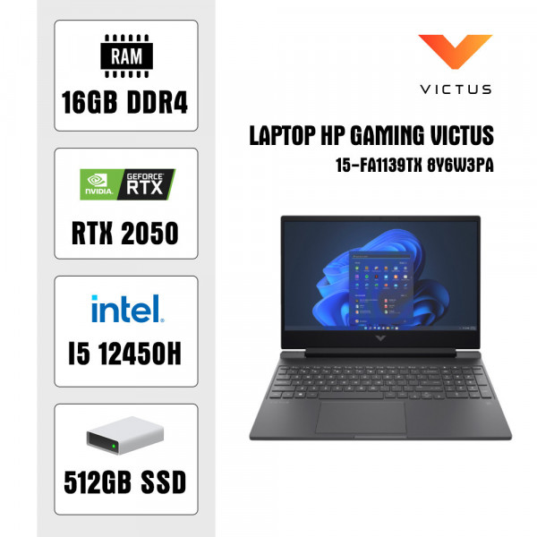 Laptop HP Gaming Victus 15-fa1139TX 8Y6W3PA (i5 12450H/16GB/512GB / RTX 2050 4GB/15.6 inch FHD/ W11)