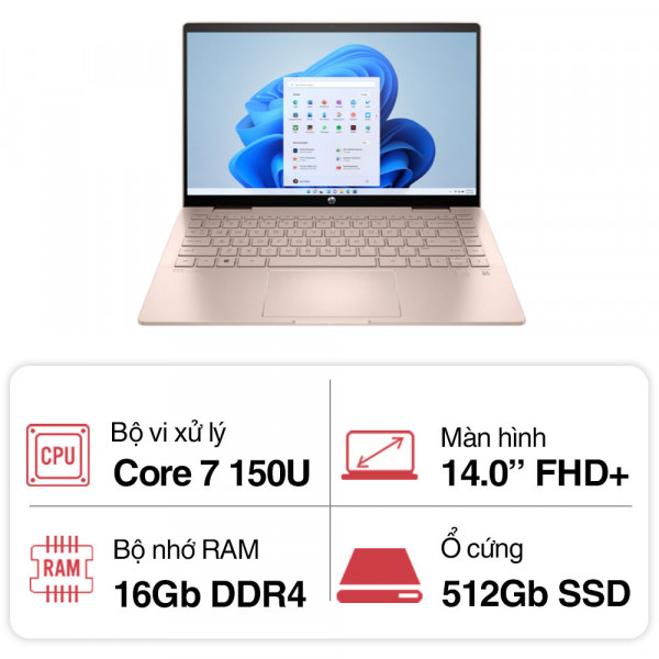 Laptop HP Pavilion x360 14-ek2027TU 9Z2V9PA (Core 7 150U/16GB/512GB SSD/14 inch/W11)