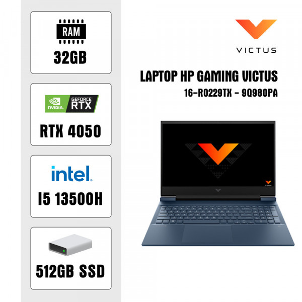 Laptop HP Gaming Victus 16-r0229TX - 9Q980PA (i5 13500H/32GB/512GB SSD/RTX 4050 6GB/16.1 inch/W11)