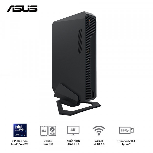 Máy tính Mini PC Asus NUC ROG RNUC14SRKU710001I (U7 155H/2xDDR5-5600/3x Gen4 NVMe /Killer Wifi 6E/W11/RTX 4060 /Non ROG Logo)
